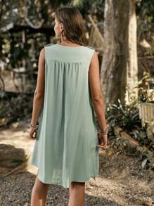 LanaWest Robe sans manches simple et unie pour tous les jours pour dames LanaWest