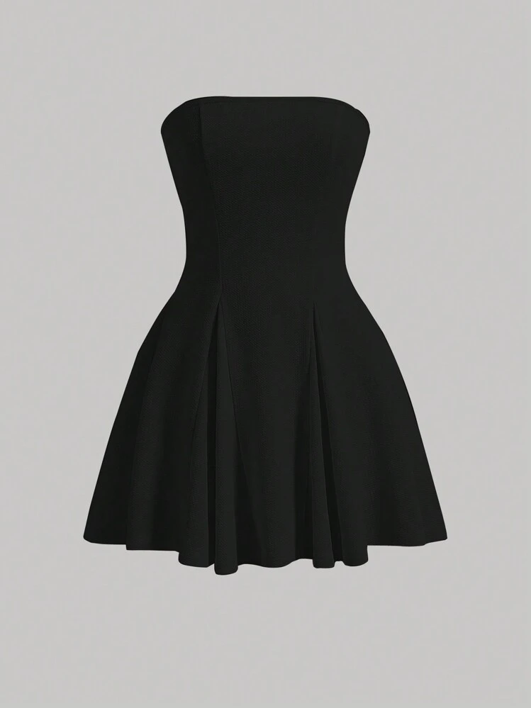 SHEIN MOD Women's Black Strapless Umbrella Hem Sleeveless Summer Dress |  SHEIN EUQS