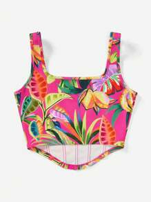 SHEIN VCAY Printed Knitted Women's Jumpsuit Tank Top For Vacation - Multicolor - View 2