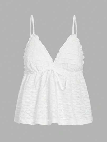 SHEIN Unity Bowknot Texture Camisole Top Y2K 