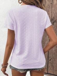 SHEIN LUNE Lace Trimmed Short Sleeve Women's Summer T-Shirt