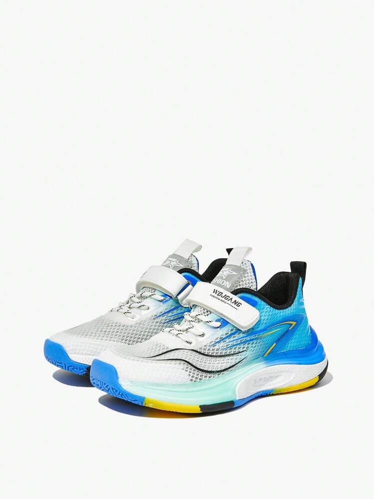 1pair Boys' Outdoor Basketball Shoes With Breathable Mesh Upper, Non-Slip & Wear-Resistant