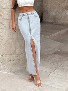 RueChic 硬挺、拉鍊細節長裙