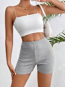 Chiquease Texturierte Damen Cut Out Lässig Shorts für einen sexy Look - Grau - Übersicht 6