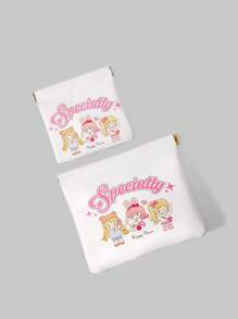 ROMWE Kawaii Túi đựng đồ đa năng cho bé gái có kẹp chữ, phong cách Boho - trắng - Xem 2
