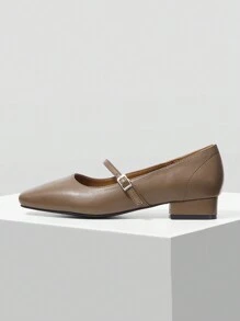 MOTF PREMIUM COMFORTABLE SQUARE HEEL WOMEN'S FLAT SHOES, ALL-MATCH STYLE, FOR NEW YEAR HOLIDAY, SPRING SHOES, SPRING BREAK EASTER FOR CHRISTMAS - Mocha Brown - View 6