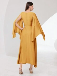Modelyn Women's Elegant Solid Color Arabic Style Abaya Dress Long Evening Dresses