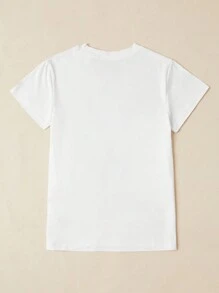 INAWLY Women's Summer Letter Printed Round Neck Short Sleeve Casual T-Shirt Greetings From ITALY Graphic Tees Women Tops - White - View 2