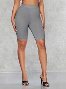 SHEIN BAE High Waist Cycling Shorts - Grey - View 5