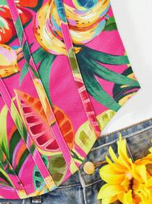 SHEIN VCAY Printed Knitted Women's Jumpsuit Tank Top For Vacation - Multicolor - View 5