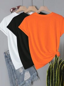 INAWLY Damen Sommer T-Shirt mit Herz Muster, Rundhalsausschnitt und Kurzarm, lässig - Verschiedenfarbig - Übersicht 2