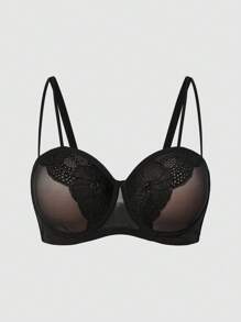 Women's Solid Color Simple Style Underwire Bra (One Piece), Lingerie - Black - View 2