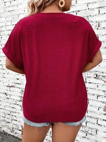 SHEIN LUNE Plus Size Solid Color Summer Casual Short Sleeve T-Shirt