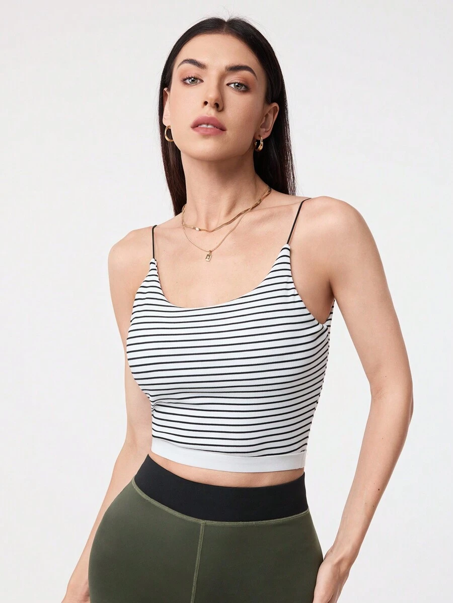 SHEIN Sport Studio Women's Striped Printed Casual Summer Tank Sports Bra Workout Tops