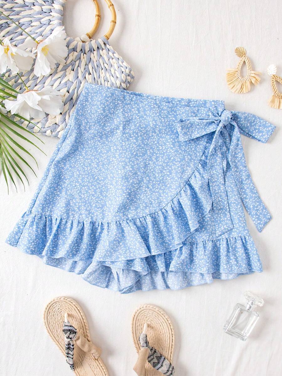 SHEIN VCAY Vacation Ethic Printed High Waisted Loose Women Skirt