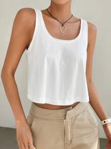 SHEIN EZwear Solid Scoop Neck Tank Top