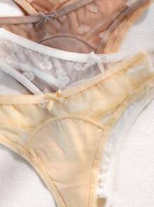 7pcs Women's T-Back Thong With Front Bow