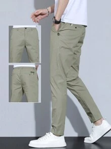 Pantalones de color liso con detalle de cono para hombres, para el otoño