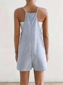 SHEIN EZwear Women's Summer Casual Striped Jumpsuit With Double Pockets