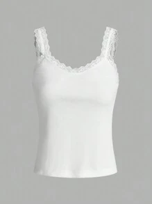 SHEIN Essnce 3pcs/Set Summer Lace Trim Fitted Casual Vacation Versatile Knit Camisoles