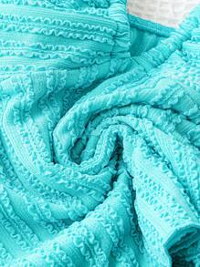 Soleia 女式孔雀蓝针织提花吊带背心露背领结腰部开衩下摆舒适度假上衣，夏季毕业季 - 藍色 - 查看 5