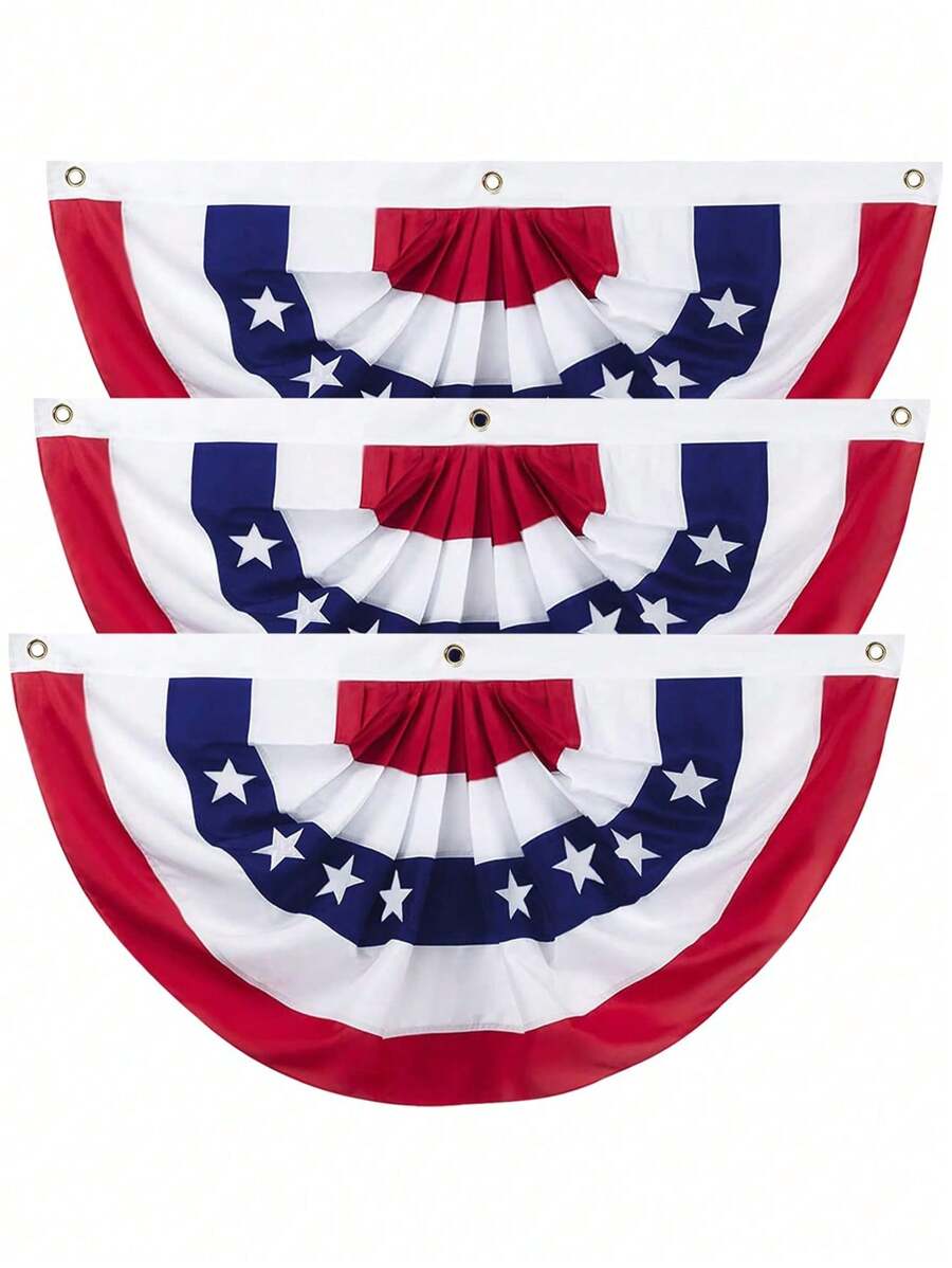 BAEONY Amerikanische Plisseefahne – 3,8x9,1 M, Patriotischer Halbfächer-Banner Mit Messingösen Für 4. Juli