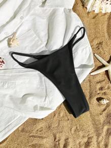 Women's Solid Color Simple Style Swimwear Bottoms For Daily Use Summer - Black - View 2