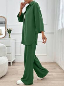 EURMUSE Two Pieces Pant And Top - Green - View 6