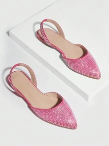 CUCCOO CHICEST Women's Crystal Embellished Pointed Toe Gorgeous Flat Shoes - Hot Pink - View 5