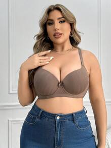 Everyday Comfortable, Breathable, Seamless, Push-Up, Adjustable Plus-Size Brassiere With Underwire, 1pc - Mocha Brown - View 3