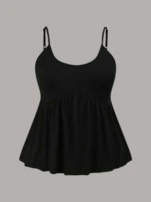 SHEIN EZwear 2 Pcs/Set Plus Size Women's Simple Daily Camisole For Summer
