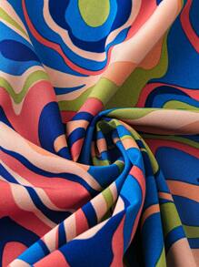 SHEIN LUNE Casual Lapel Neck Half-Placket Woven Dress With Psychedelic Print