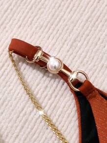 Swim Vcay 大碼女性亮面領頸胸罩和比基尼下著套裝啡色泳衣，夏季沙灘泳裝 - 棕色 - 查看 6