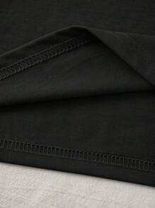 SHEIN Áo thun tay ngắn in hoa hồng mùa hè giản dị có cổ tròn Love Yourself Graphic Tees dành cho nữ - màu đen - Xem 6