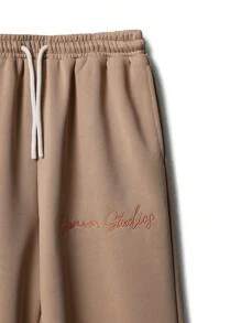 SUMWON Ensemble 2 pièces pour préadolescentes avec t-shirt oversize à manches coudes et pantalon de survêtement ajusté droit avec broderie