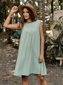 LanaWest Robe sans manches simple et unie pour tous les jours pour dames LanaWest