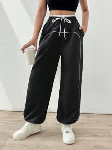 EURMUSE White Belt Detailed Cargo Pant - Black - View 4