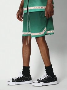 SUMWON 尼龍度假短褲，全印花設計 - 綠色 - 查看 1