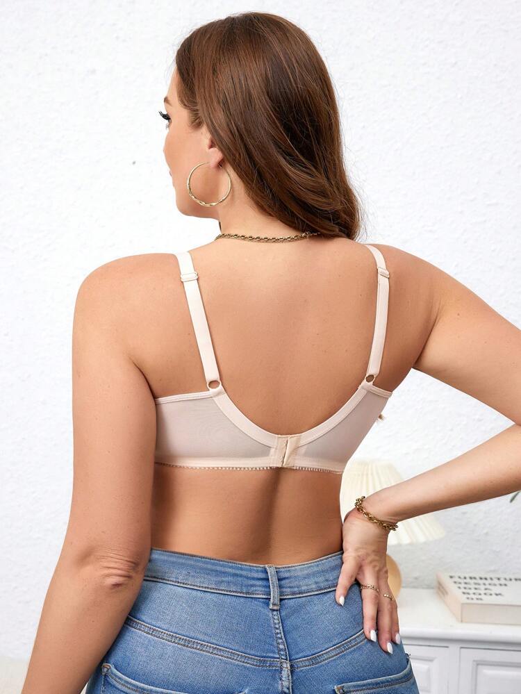 Sexy Embroidered Underwire Bra, Plus Size