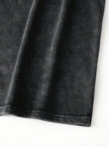 Men's Summer Letter Tape Print Round Neck Short Sleeve Casual Distressed Washed T-Shirt