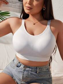 2 piezas/Conjunto de sujetador inalámbrico cómodo con diseño transpirable, que sostiene y previene el descolgamiento y el escote lateral, talla grande