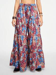 FattoColore Women's Hippie Loose Printed Wide Leg Pants