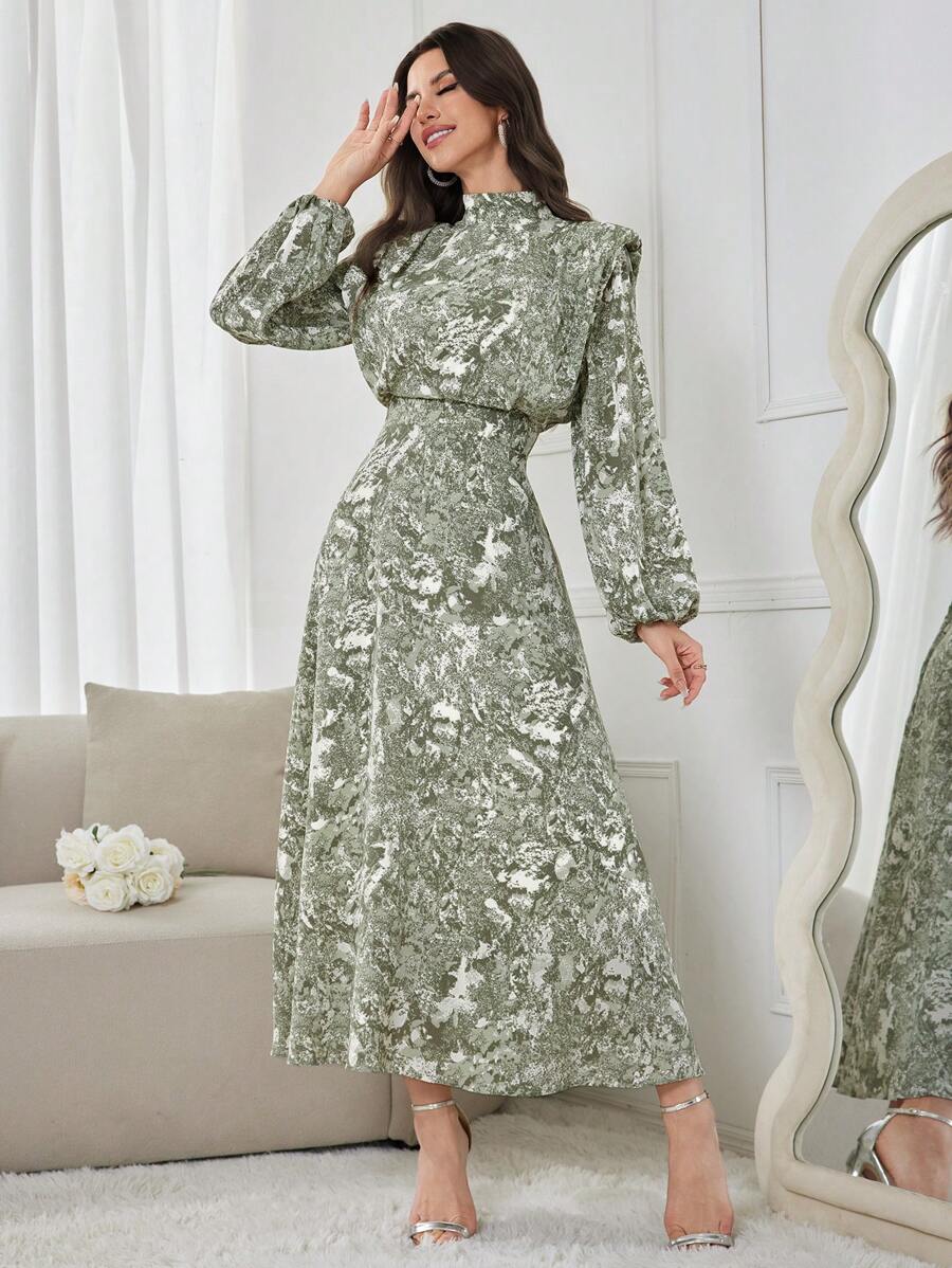 Modelyn Váy dài tay mùa hè in họa tiết ngẫu nhiên cho nữ Váy dạ hội dài - Nhiều màu - Xem 1