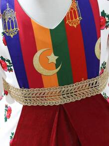 1件嬰兒女裝花卉拼布連衣裙，適用於夏季 - 彩色 - 查看 4