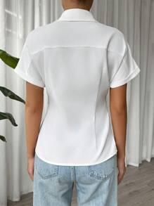 SHEIN EZwear COLLECTION POPLIN SHIRT WITH KNOT DETAIL