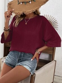 SHEIN LUNE Washed Cotton Poplin Casual Shirt - Maroon - View 6