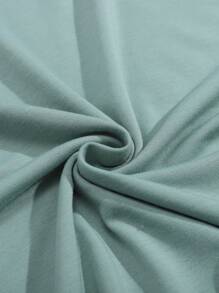 SHEIN Conjunto de 3 piezas de camisetas de manga corta de cuello redondo y ajuste informal de unicolor tejido a mano para niña preadolescente, ropa informal de verano de vacaciones - Verde - Ver 5