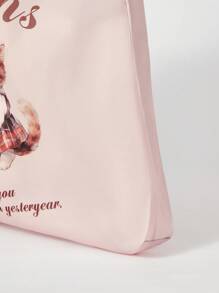 ROMWE Kawaii 2 件可爱猫咪卡通设计收纳袋大容量便携式可折叠购物手提袋带零钱包 848303