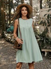 LanaWest Robe sans manches simple et unie pour tous les jours pour dames LanaWest