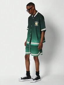 SUMWON St. Patrick'S Day Varsity Style Shirt Green California Street Fashion Retro Sports Jersey With Lucky Charm Logo And Traditional Border Trim Holiday Streetwear